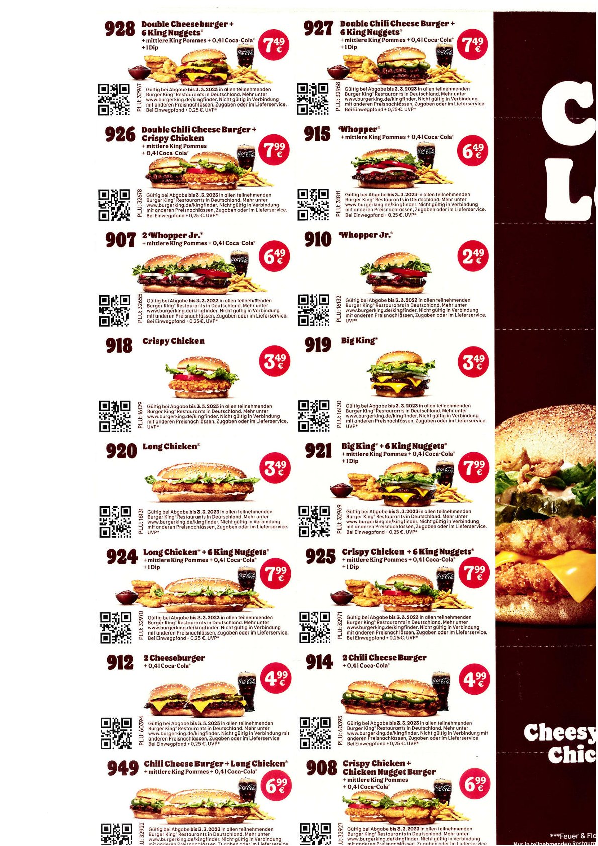 [Burger King] BK Coupons/Gutscheine gültig ab SA 07.01.2023 FR 03.03.