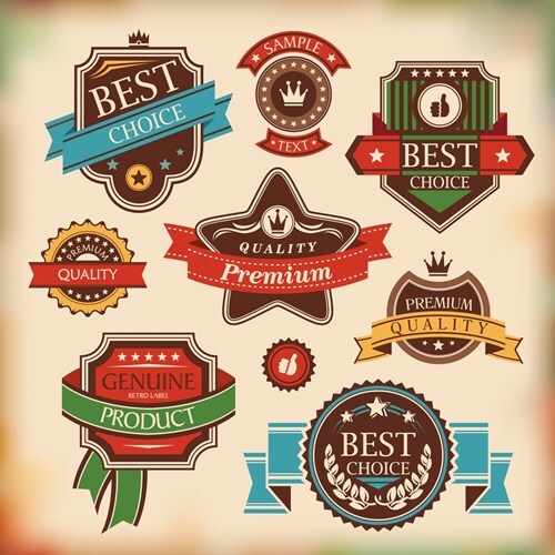 Vintage Styled Labels Badges And Ribbons Vector