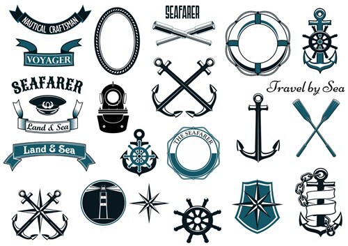 Nautical And Marine Design Elements Vector