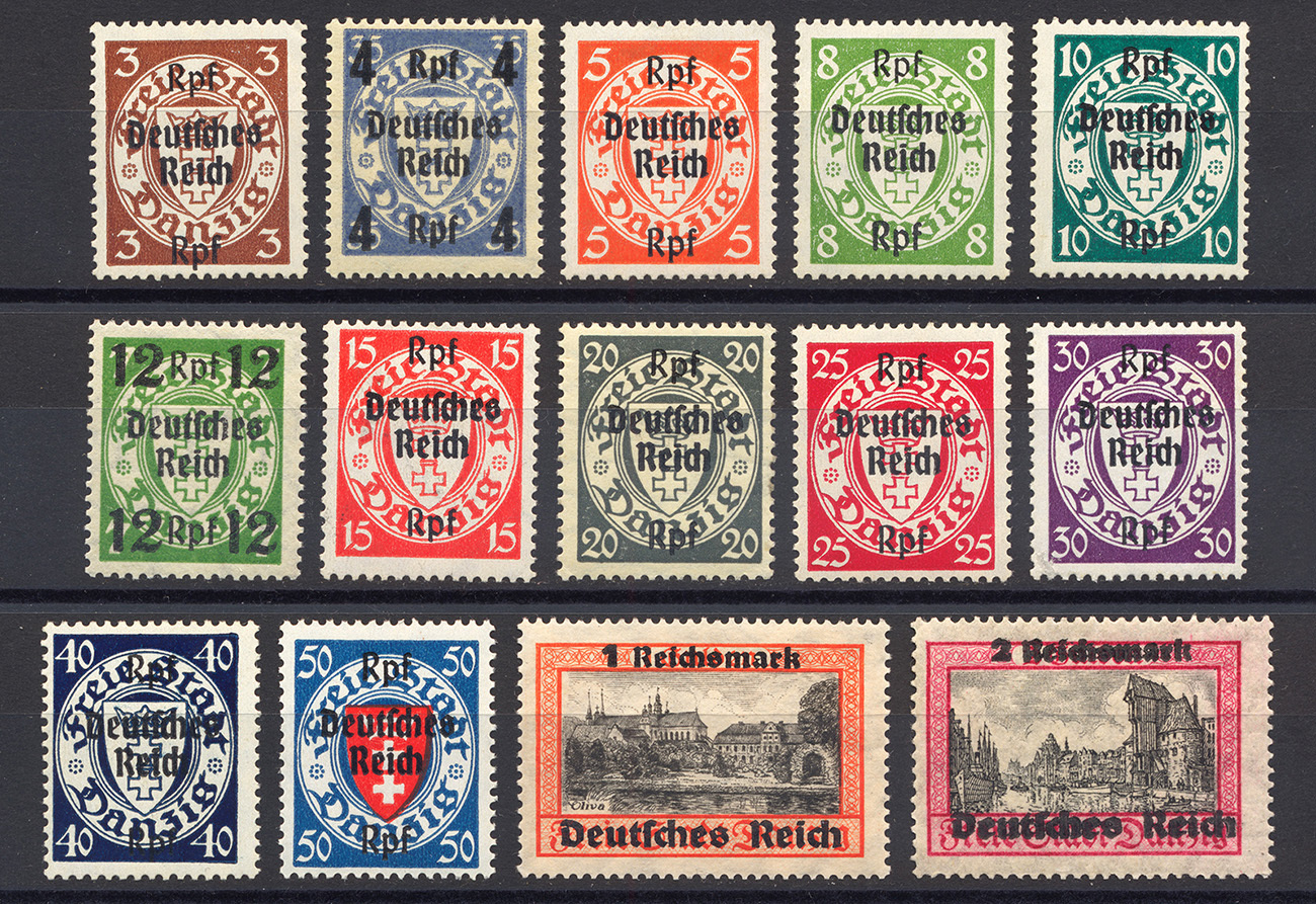Sie erhalten die abgebildeten Briefmarken aus dem Deutschen Reich von 1939.